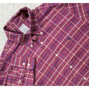 Brooks Brothers Mens Regent Plaid Shirt Non Iron Supima Cotton Medium - 315